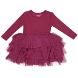 L/S Layered Tulle Dress - Solid Rose Bud