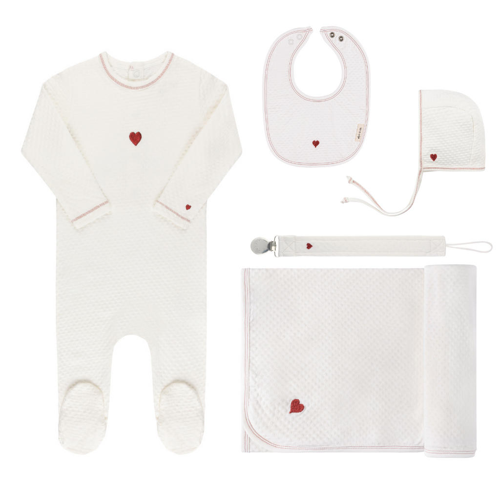 Cotton - Embroidered Heart and Star Collection -Deluxe Take Me Home Sets - HoneyBug 