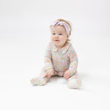 Smocked Peter Pan Footie - Peonies & Roses