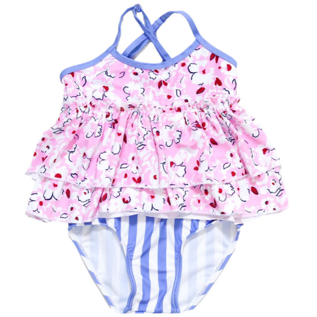 Beachside Footprints Two Piece Swimsuit - HoneyBug 