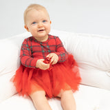 L/S Tutu Bodysuit - Vintage Holiday Plaid