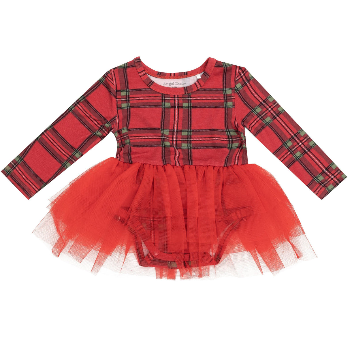 L/S Tutu Bodysuit - Vintage Holiday Plaid