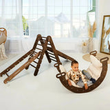 5in1 Montessori Climbing Frame Set: Triangle Ladder + Arch/Rocker + Slide Board/Ramp + Netting rope + Cushion