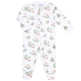 Christmas Toile Zipper Footie