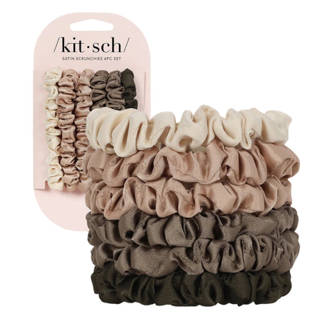 Ultra Petite Satin Scrunchies 6pc - Eucalyptus - HoneyBug 