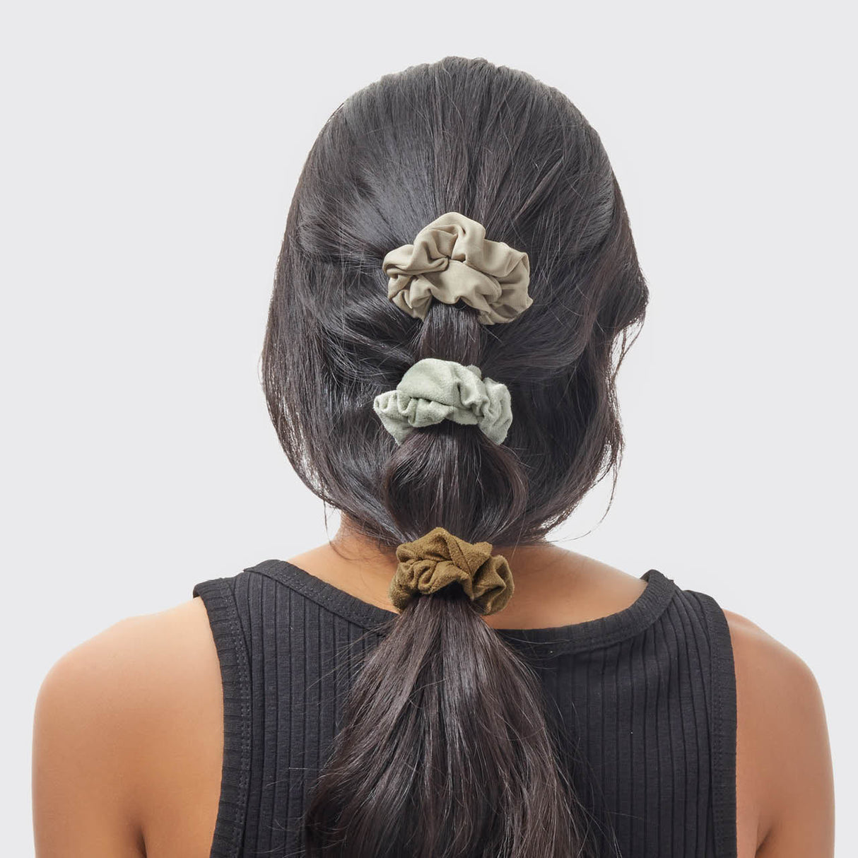 Assorted Textured Scrunchies 5pc Set - Eucalyptus