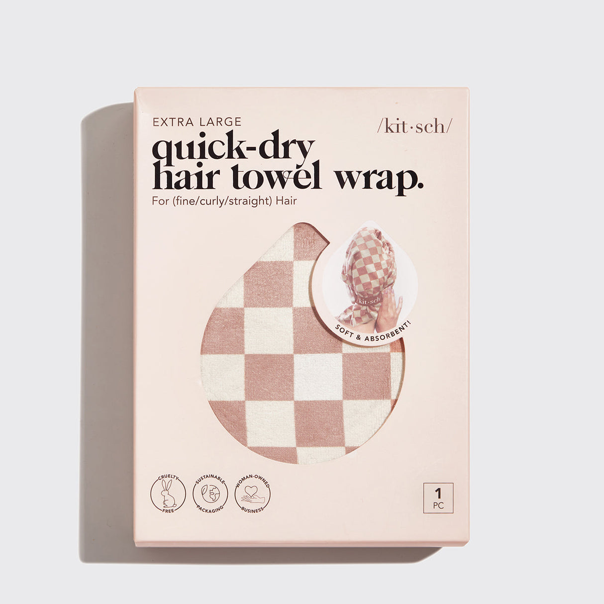 XL Quick-Dry Hair Towel Wrap - Checker - HoneyBug 