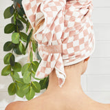 XL Quick-Dry Hair Towel Wrap - Checker - HoneyBug 