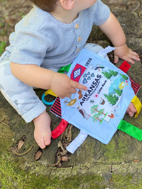 Arkansas State Baby Tag Toy Crinkle Square That Teaches Facts