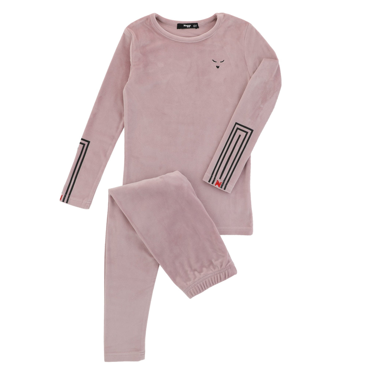 Rectangle Print on Sleeve Loungewear Set, Mauve - HoneyBug 