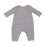 L/S Henley Romper - Footballs + Navy & Oat Stripe