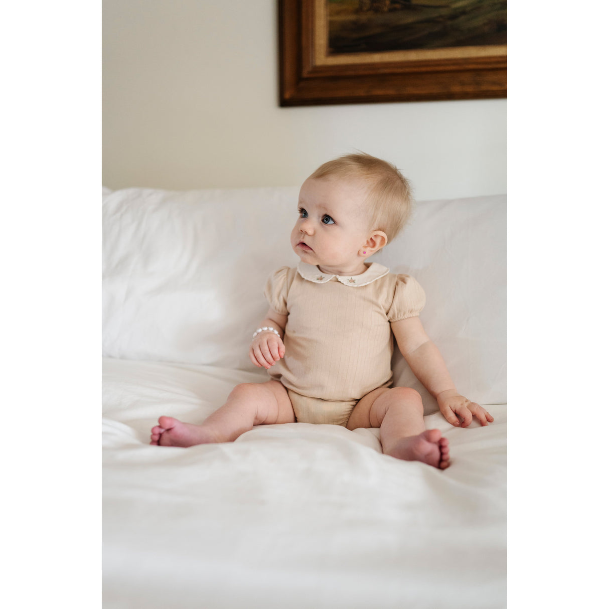 Wide Rib Cotton - Rosebud Collection- Boy Romper - HoneyBug 