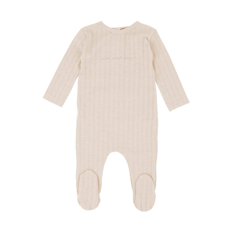 Ribbed Pointelle Footie, Natural - HoneyBug 