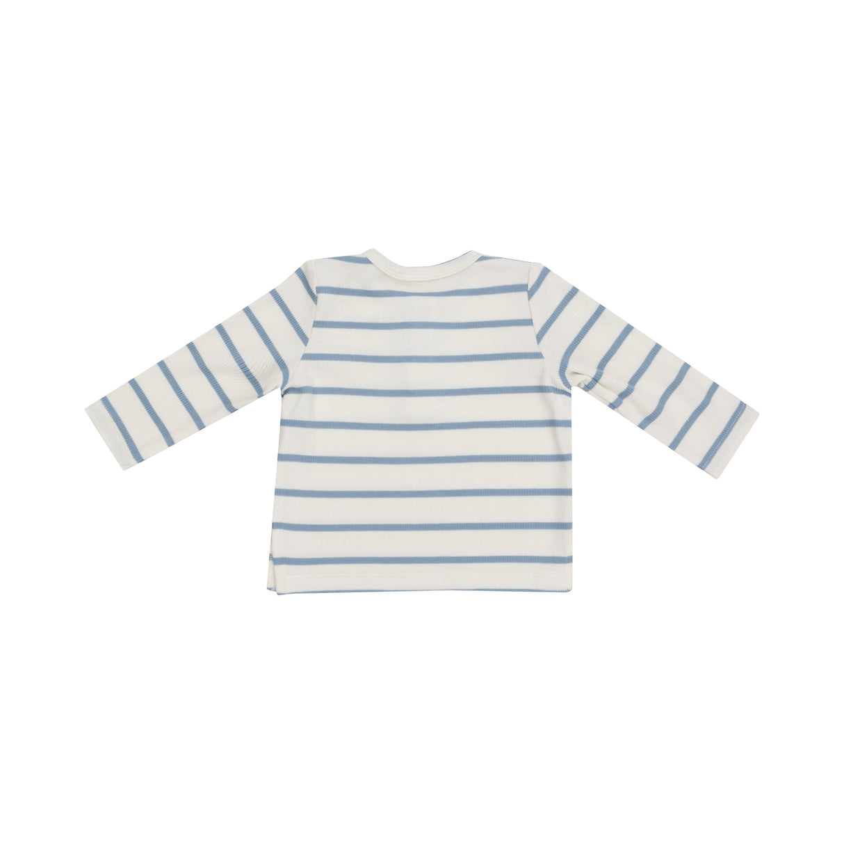 L/S Henley - Modal Rib Stripe - Glacier Lake