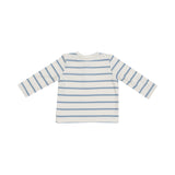 L/S Henley - Modal Rib Stripe - Glacier Lake