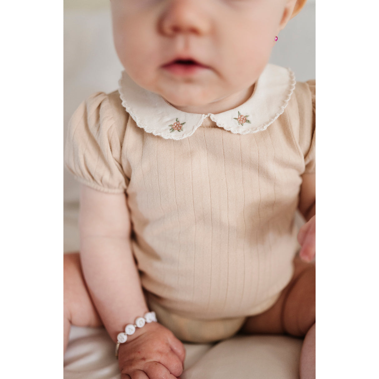 Wide Rib Cotton - Rosebud Collection- Boy Romper - HoneyBug 