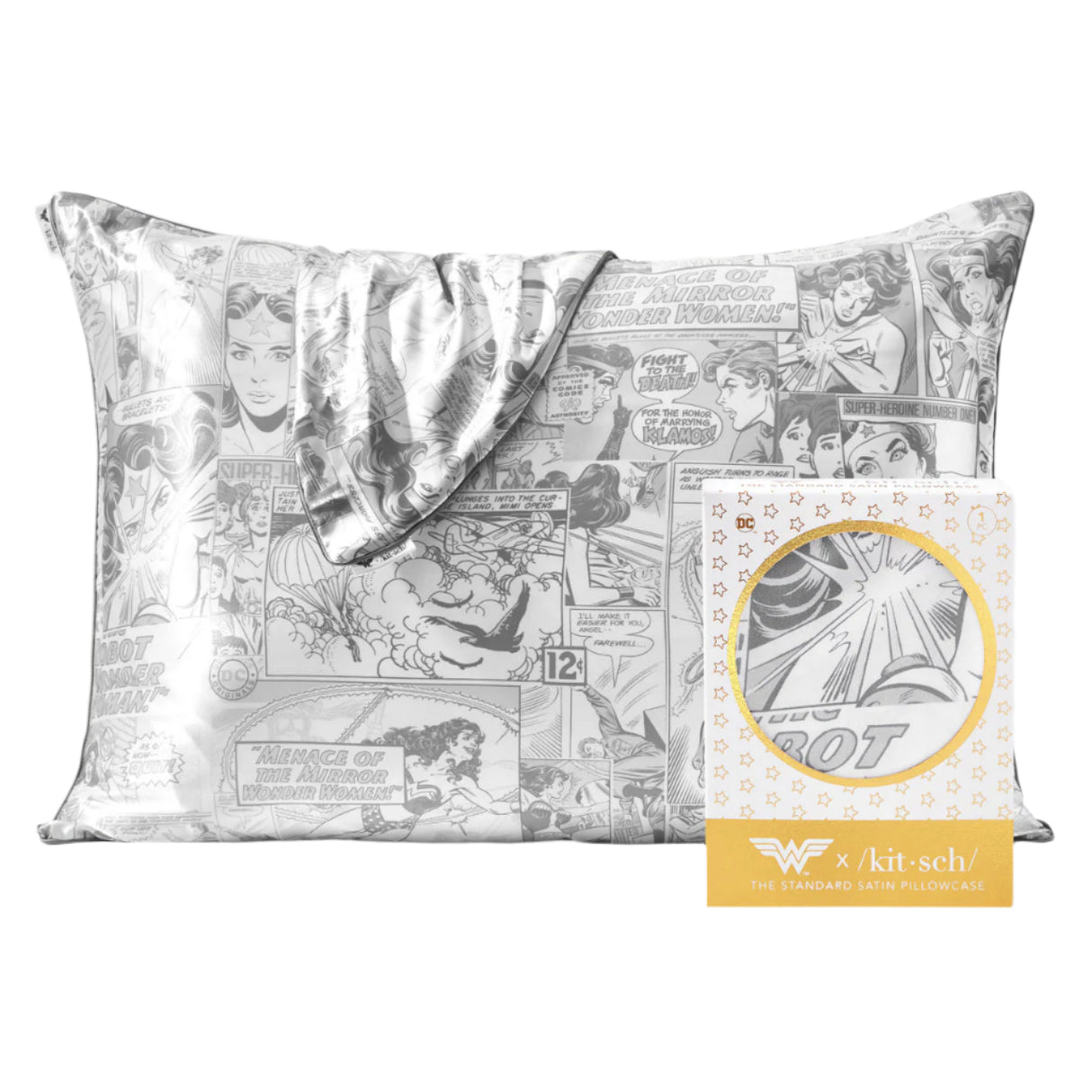 Wonder Woman x Kitsch Satin Pillowcase - Comic Print - HoneyBug 