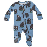 2 Way Zipper Footie - Black Bears