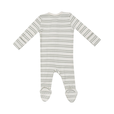 2 Way Zipper Footie - Modal Rib Stripe - Desert Sage