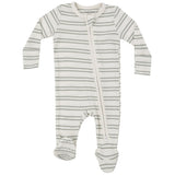 2 Way Zipper Footie - Modal Rib Stripe - Desert Sage