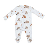 2 Way Zipper Footie - Mixed Woodland Animals Blue