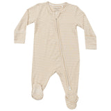 2 Way Zipper Footie - Beige Stripe