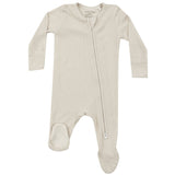 2 Way Zipper Footie - Solid Birch Rib