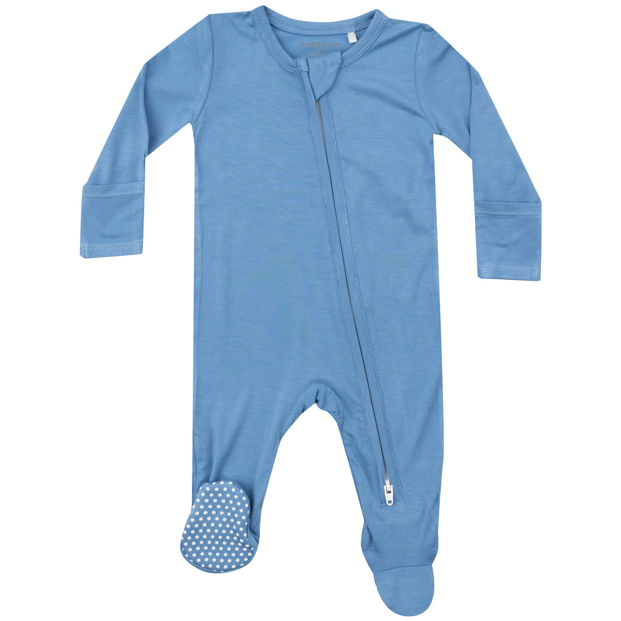 2 Way Zipper Footie - Solid Lichen Blue