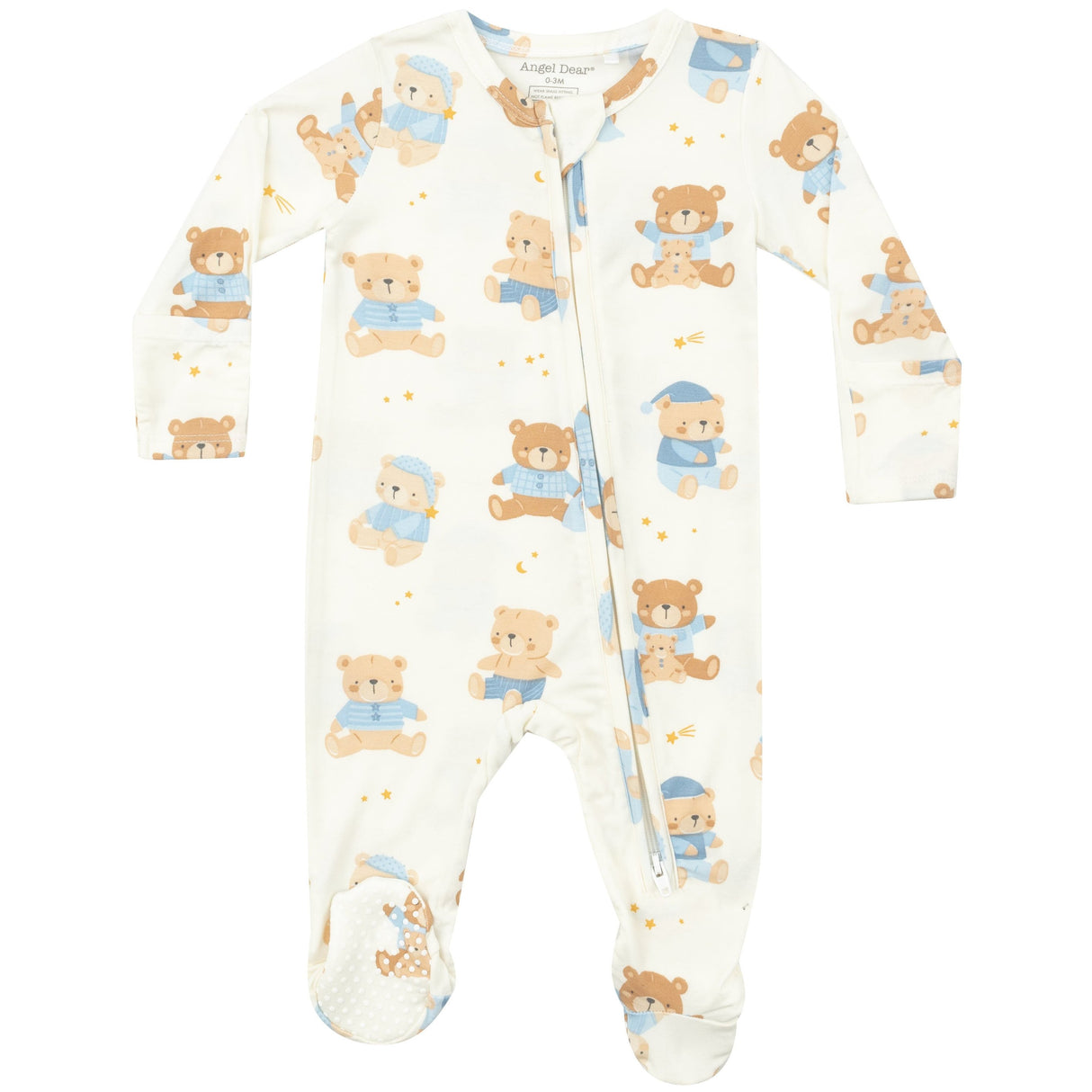 2 Way Zipper Footie - Teddy Bears Blue