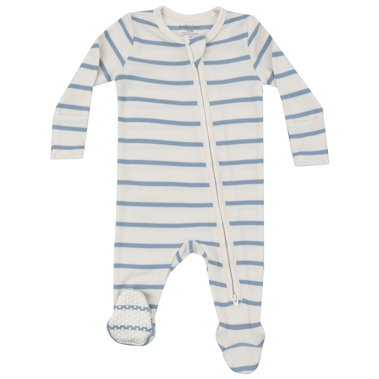 2 Way Zipper Footie - Modal Rib Stripe - Glacier Lake