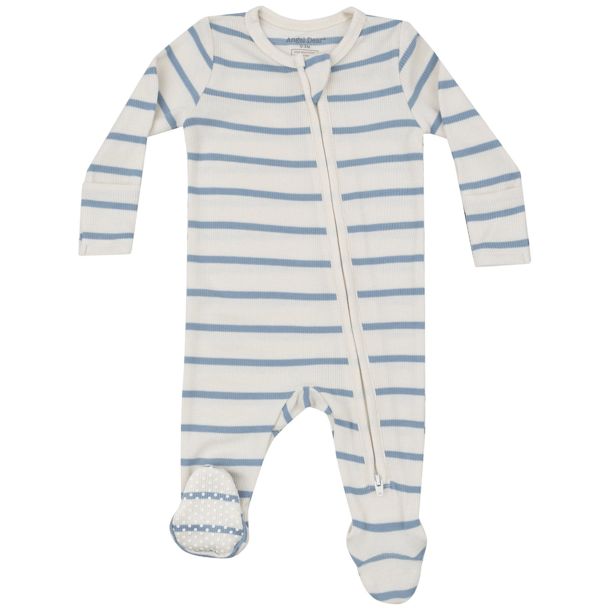 2 Way Zipper Footie - Modal Rib Stripe - Glacier Lake