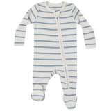 2 Way Zipper Footie - Modal Rib Stripe - Glacier Lake