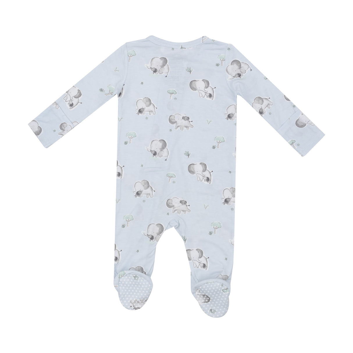 2 Way Zipper Footie - Gray Elephants - Blue