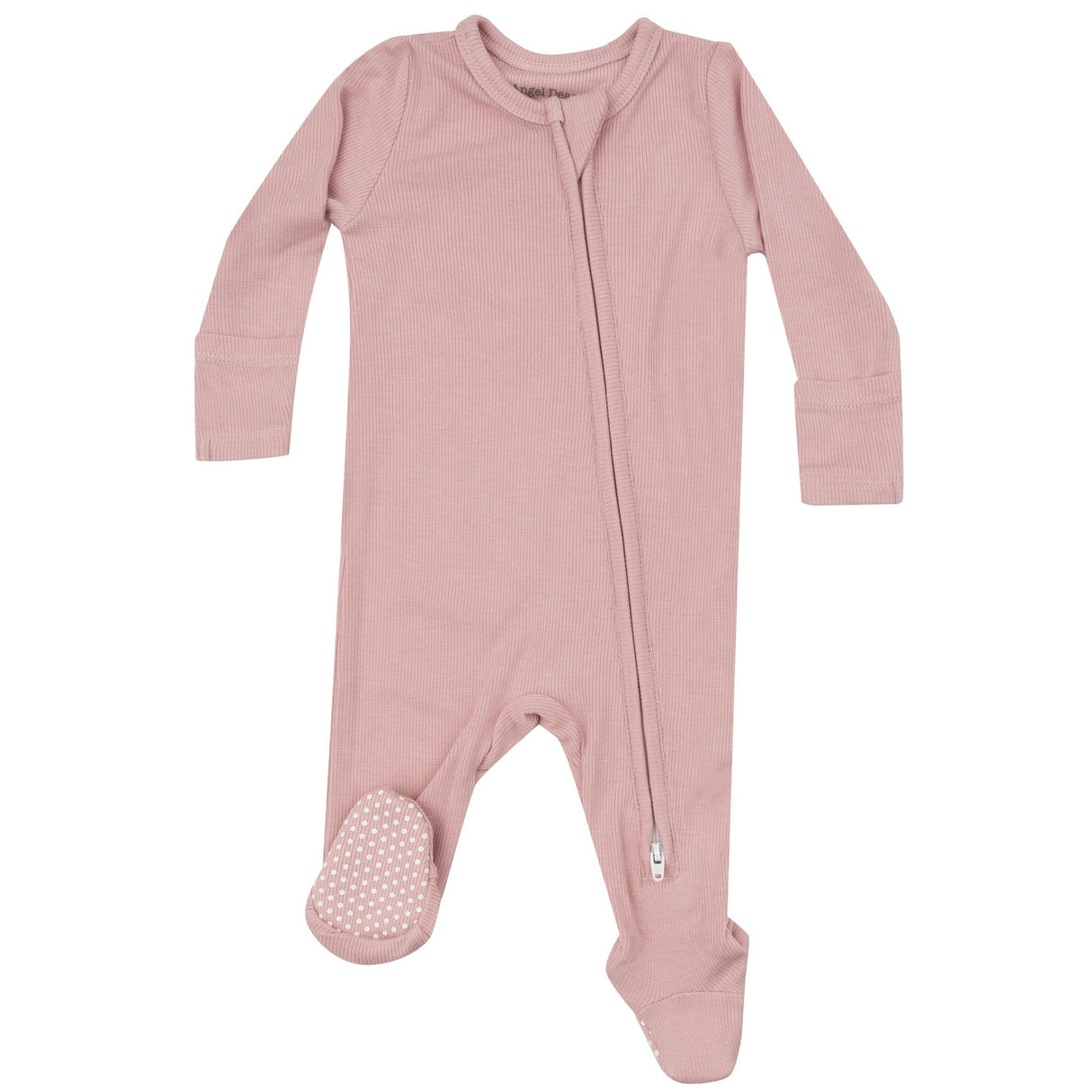 2 Way Zipper Footie - Solid Silver Pink