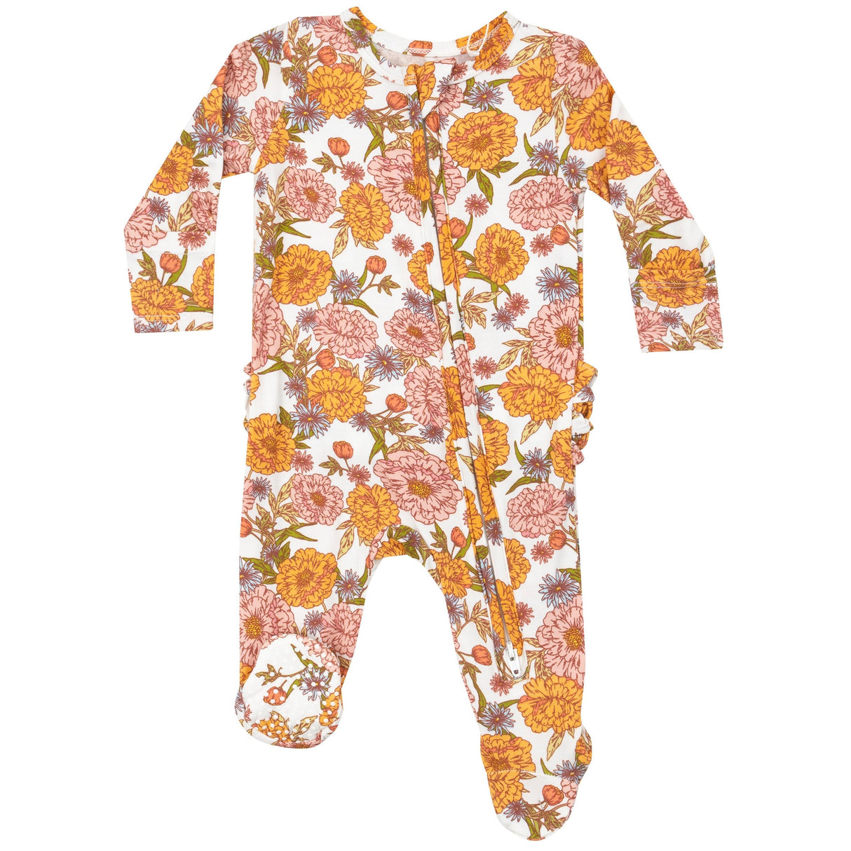 2 Way Ruffle Zipper Footie - Ambers Floral