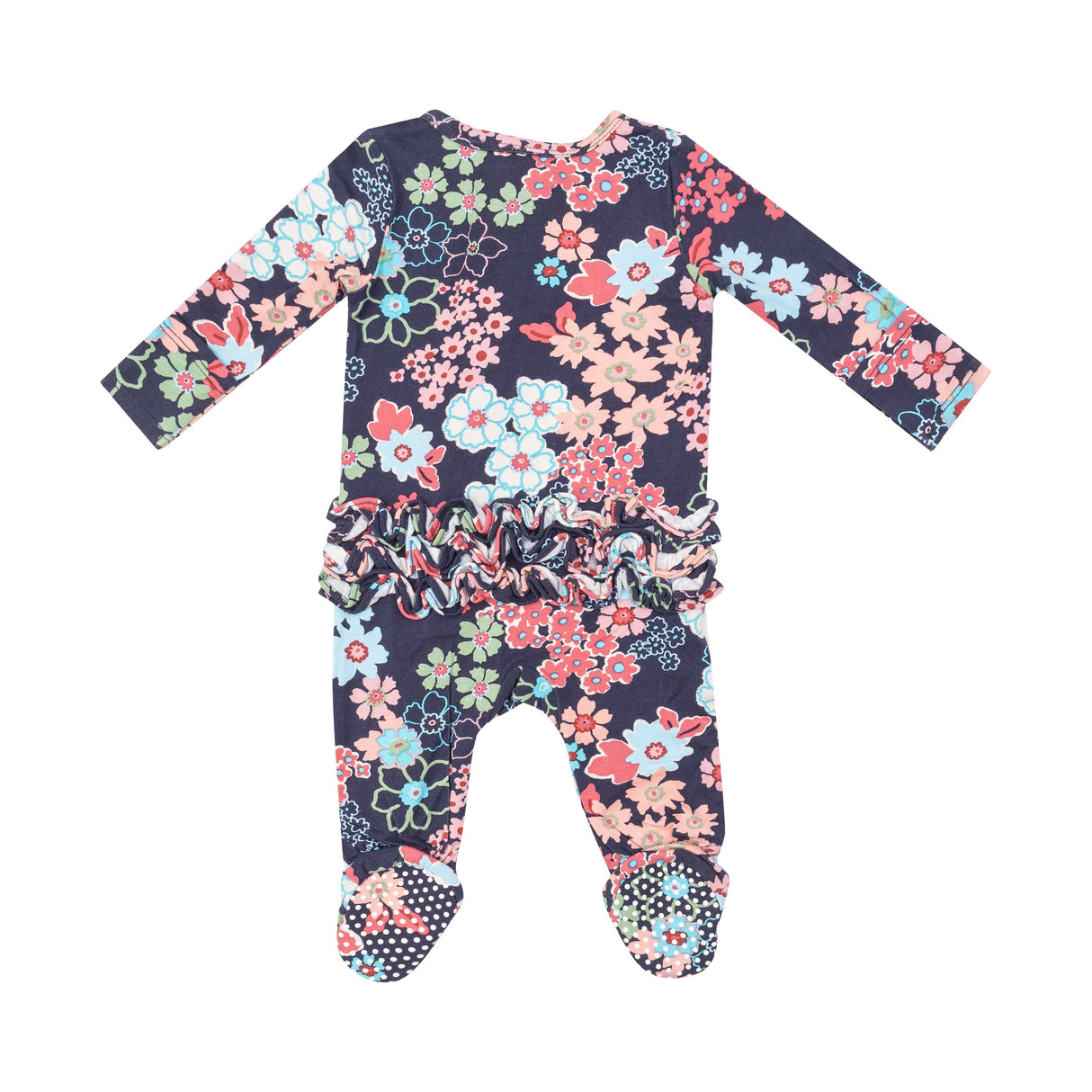 2 Way Zipper Ruffle Back Footie - Japonisme Blossom Floral