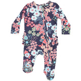 2 Way Zipper Ruffle Back Footie - Japonisme Blossom Floral