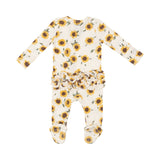 2 Way Zipper Ruffle Back Footie - Baby Sunflowers