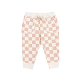 Hoodie And Jogger - French Terry Checkerboard Pink