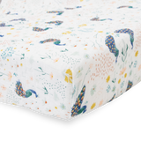 Cotton Muslin Crib Sheet - Peacock