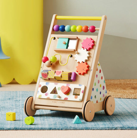 Tiny Land® Premium Natural Wooden Activity Walker