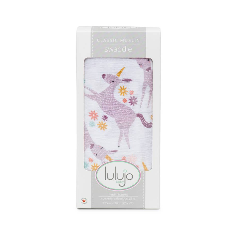 Classic Muslin Swaddle - Unicorn - HoneyBug 