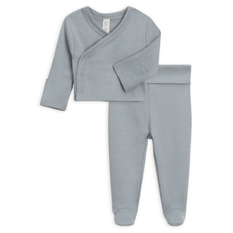 Kimono Wrap Top + Footed Pant Set - Mist - HoneyBug 