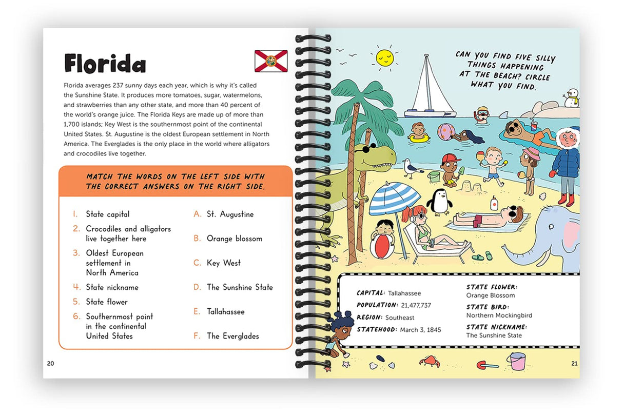 Fun with 50 States: A Big Activity Book for Kids about the Amazing United States (Spiral Bound)