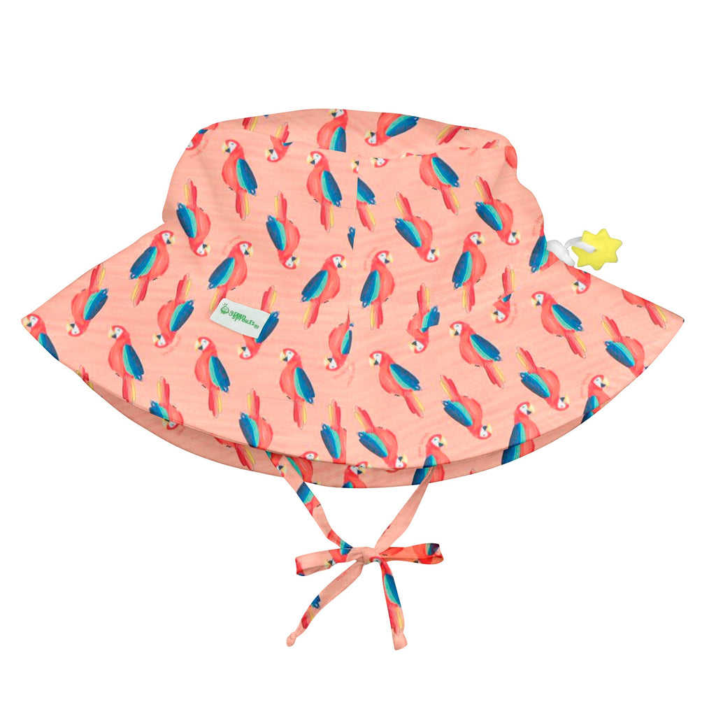Bucket Sun Protection Hat - Small Coral Parrots - HoneyBug 