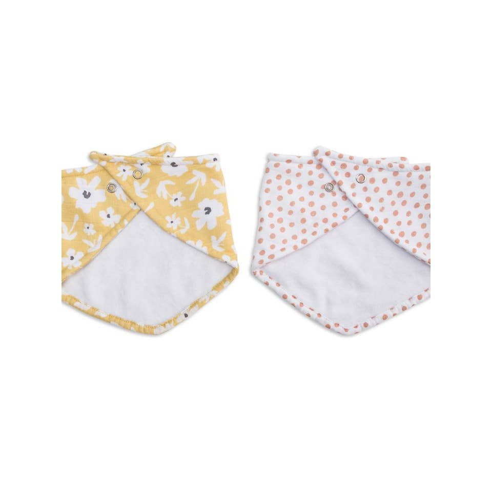 Bandana Bibs 2-pack - Wildflowers / Dots - HoneyBug 