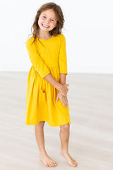 Mustard Pocket Twirl Dress