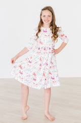 Unicorn Wish 3/4 Sleeve Pocket Twirl Dress