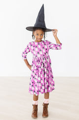 Witches Boo 3/4 Sleeve Pocket Twirl Dress