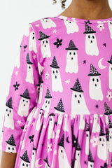 Witches Boo 3/4 Sleeve Pocket Twirl Dress